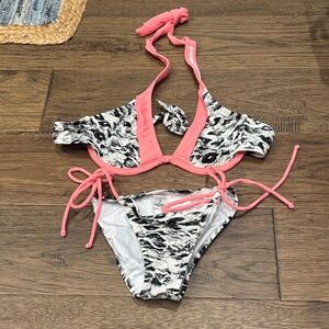 VENUS Black and White Bikini with Pink Accents